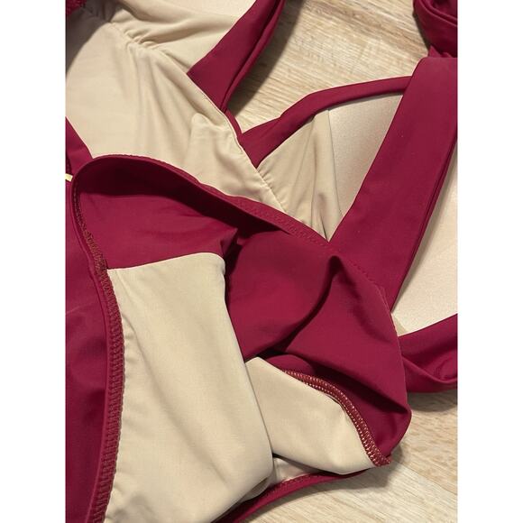 NWOT SUMMERSALT The Plunge Sangria Red One Piece Swimsuit 12 $95 - Picture 8 of 8